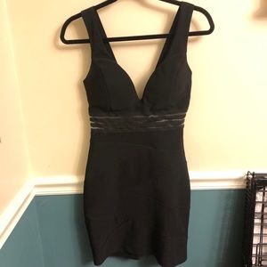 Emerald Sundae Black Bodycon Sheer-Mid Dress